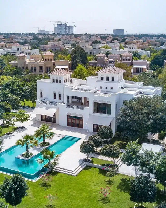 Aerial view of a villa in Al Barari, Dubai